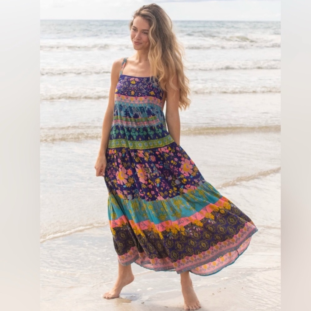Natural Life Patricia maxi dress colorful hippie Small